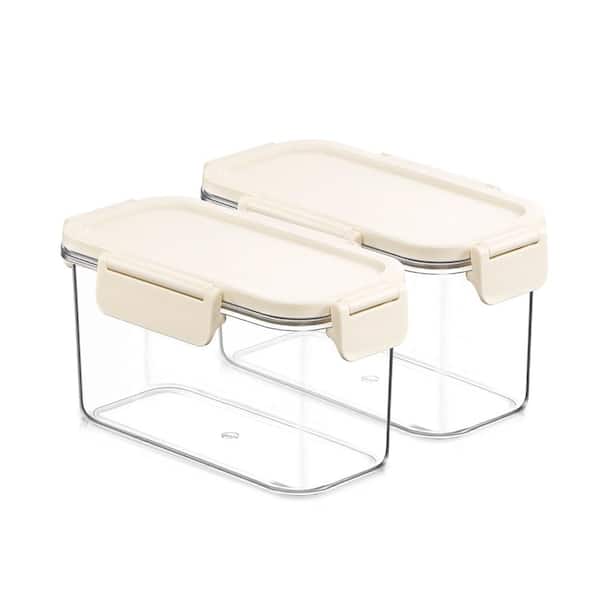Stackable Plastic Food Storage Container with Lids (2 Pack), Clear Airtight Pantry Canister for Kitchen Organization
