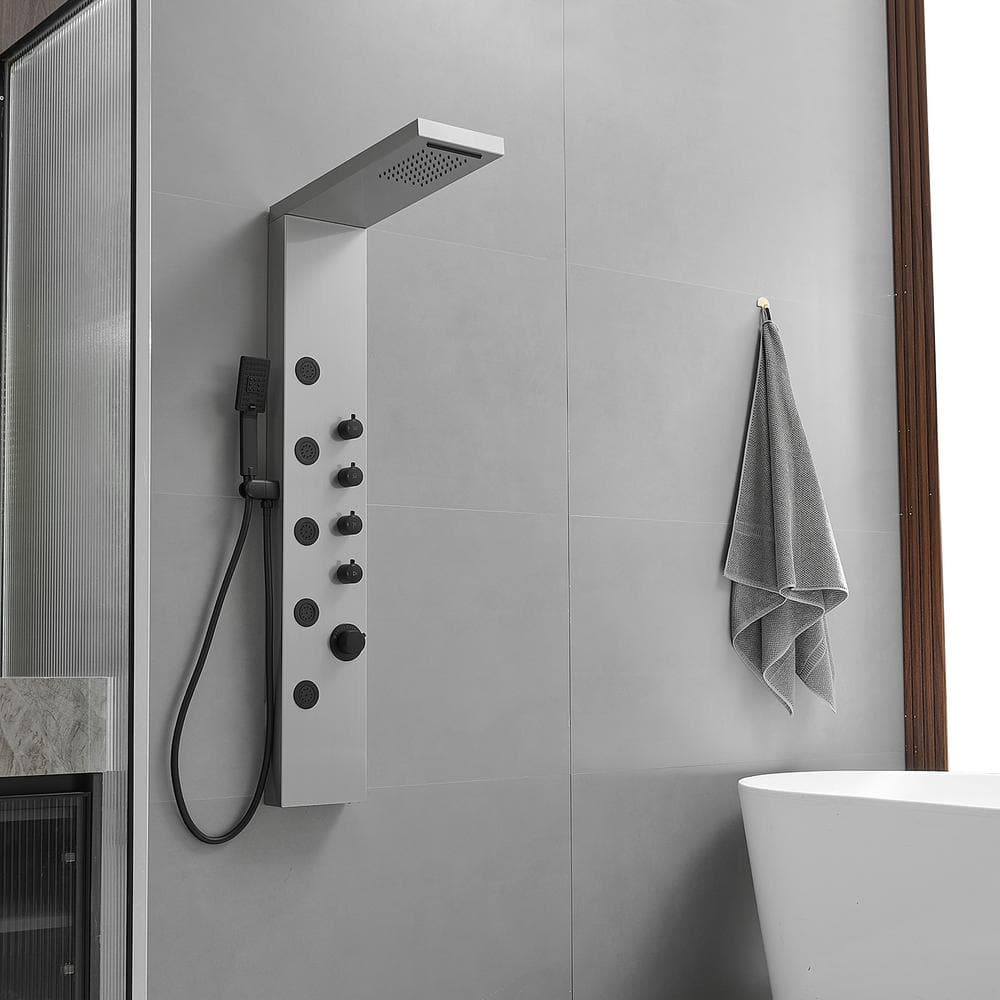 Black Nickel 5-Jet Rainfall Shower Panel System with Handheld Shower