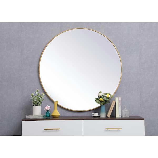 Brass 45 in. W x 45 in. H Round Vanity Mirror WM9690Brass - The