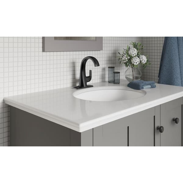 Kohler Cursiva Single Hole Single Handle Bathroom Faucet In Matte Black K R30577 4d Bl The Home Depot