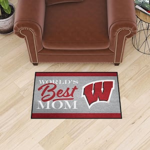 Wisconsin Badgers Red World's Best Mom 19 in. x 30 in. Starter Mat Accent Rug