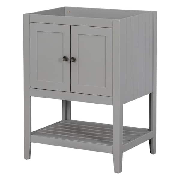 FAMYYT 24 in. W x 18 in. D x 33 in. H Bath Vanity Cabinet without Top in Gray