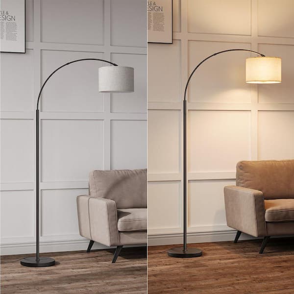 SUNMORY 75 in. Black Arc Floor Lamp with 3 Color Temps, Floor Lamp