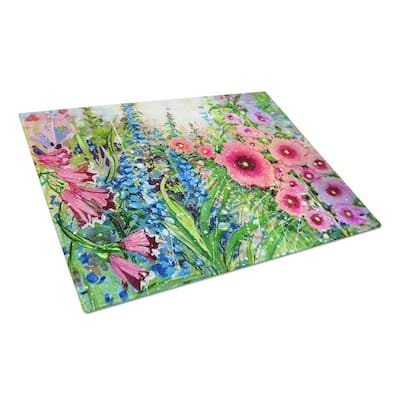 Easter Garden Springtime Flowers Tempered Glass Large Heat Resistant Cutting Board