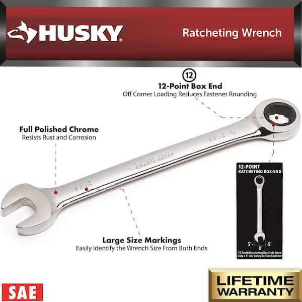 1/2 in. 12-Point SAE Ratcheting Combination Wrench