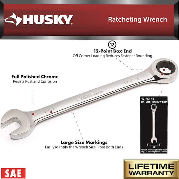 1/4 in. 12-Point SAE Ratcheting Combination Wrench