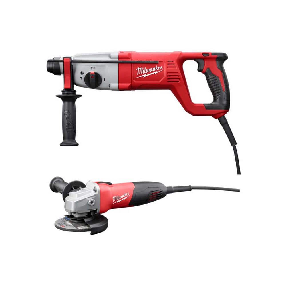 Milwaukee Amp Corded in. SDS D-Handle Rotary Hammer with 4-1/2 in. Small  Angle Grinder 5262-21A The Home Depot