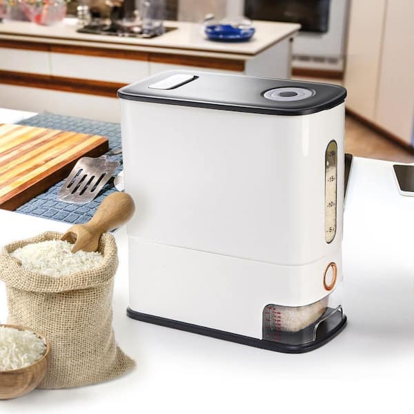 25 lb. Large Dry Food Dispensers Grain Storage Container with Lid and Measuring Cup for Dry Food Organization