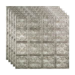 Traditional #10 2 ft. x 2 ft. Crosshatch Silver Lay-In Vinyl Ceiling Tile (20 sq. ft.)