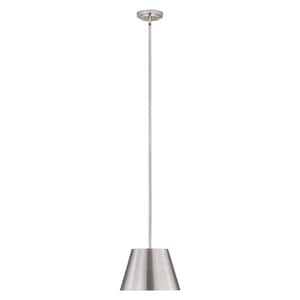 Lilly 12 in. 1-Light Brushed Nickel Shaded Pendant Light with Brushed Nickel Steel Shade, No Bulbs Included