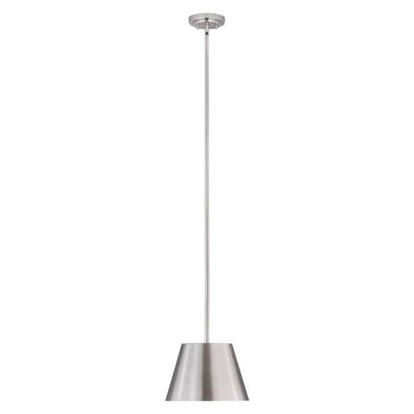 Unbranded Lilly 12 in. 1-Light Brushed Nickel Shaded Pendant Light with Brushed Nickel Steel Shade, No Bulbs Included