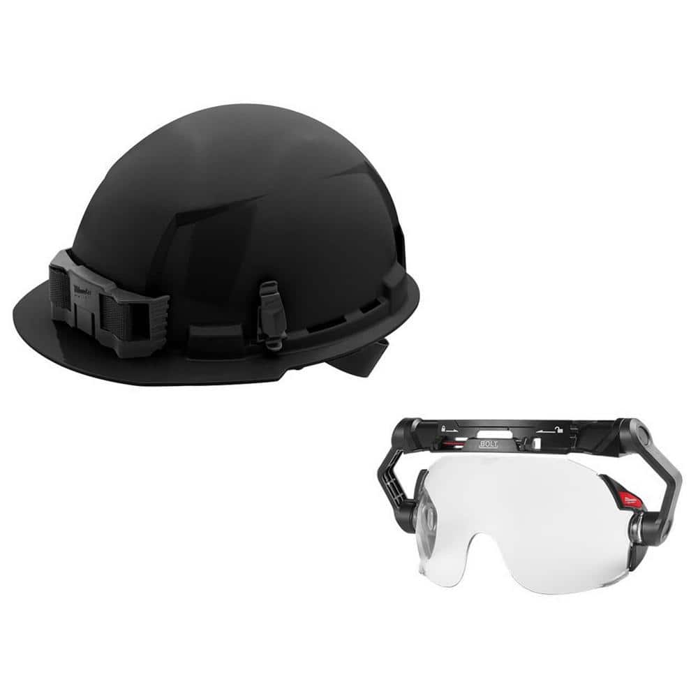 BOLT Black Type 1 Class E Front Brim Non Vented Hard Hat w/4 Pt Ratcheting Suspension W/BOLT Clear Dual Coat Eye Visor price history on PriceWatchPro