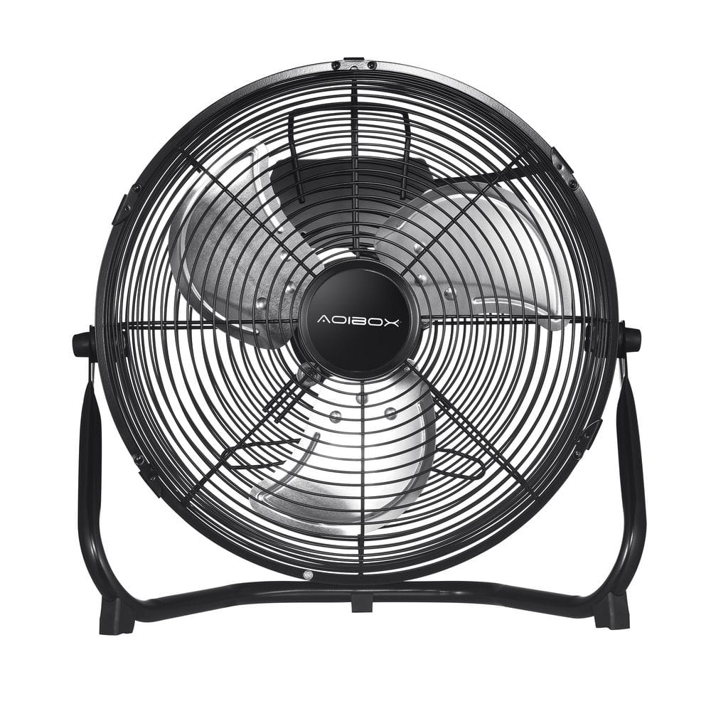 18 in. 3-Speed High-Velocity Industrial Heavy-Duty Metal Floor Fan in Black