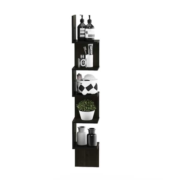 Furinno 48.8 in. Espresso Wood 5-shelf Corner Bookcase with