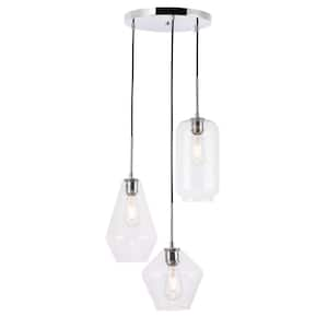 Timeless Home Gael 3-Light Chrome Pendant w/6.1 in./7.1 in./7.9 in. W x 11.4 in./11 in./7.5 in. H Clear Glass Shade