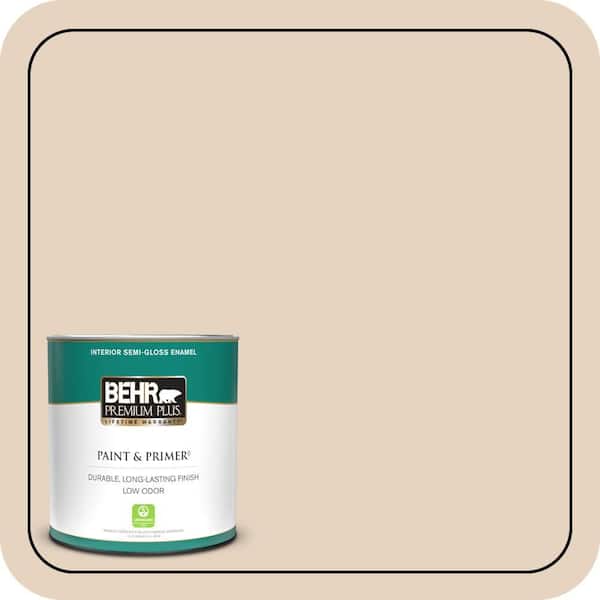 BEHR PREMIUM PLUS 1 qt. #QE-10 Stone Wash Semi-Gloss Enamel Low Odor Interior Paint & Primer