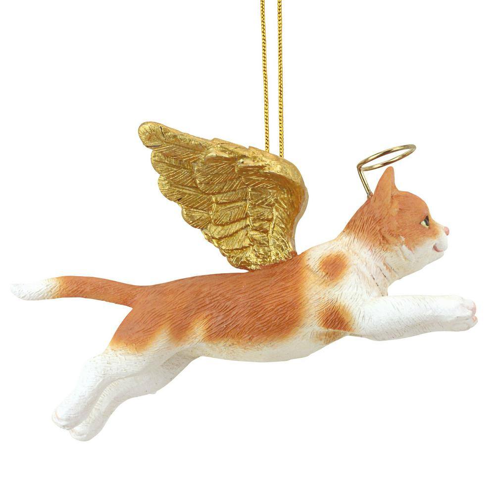 Orange Tabby Cat Angel Resin Holiday Ornament
