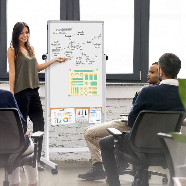 maxtek 44 in. x 28 in. Rolling Whiteboard Panel Portable Double