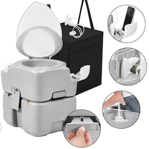 Outdoor Portable Toilet with Diagonal Enlargerd Bowl, Hand Sprayer, 5.28 Gal Leak-Proof Level Indicator, Carry Bag