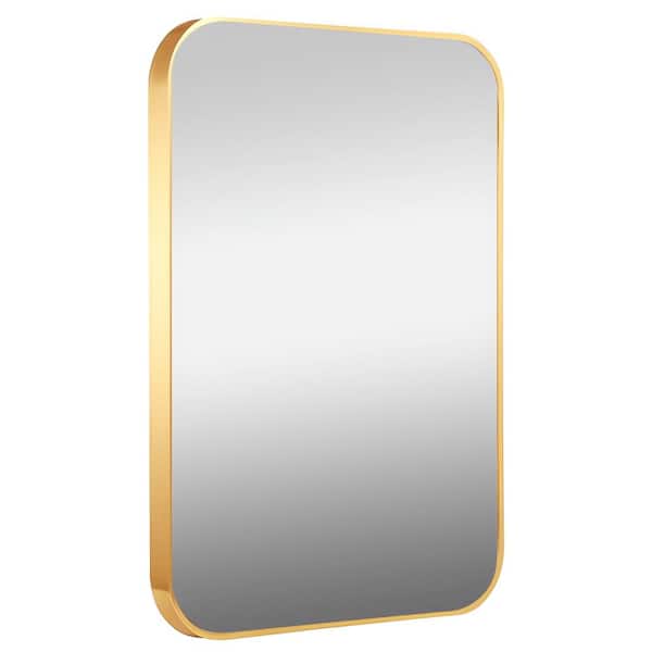 Unbranded 24 in. W x 32 in. H Rectangular Framed Wall Mount Bathroom Vanity Mirror in Gold Vertical & Horizontal Hang
