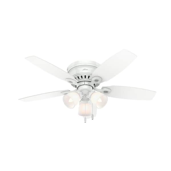 Indoor White Ceiling Fan With Light Kit, Hunter Ceiling Fan Sizes