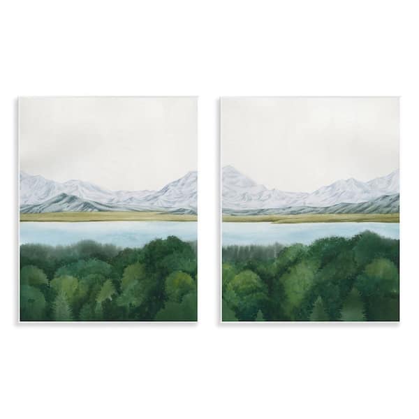 Stupell Industries View Over Mountain Trees by Grace Popp 2 Pieces Unframed Nature Graphic Art Print 14 in. x 11 in.