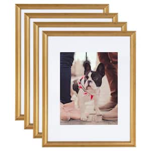 Adlynn 11 in. x 14 in. matted to 8 in. x 10 in. Gold Picture Frames (Set of 4)