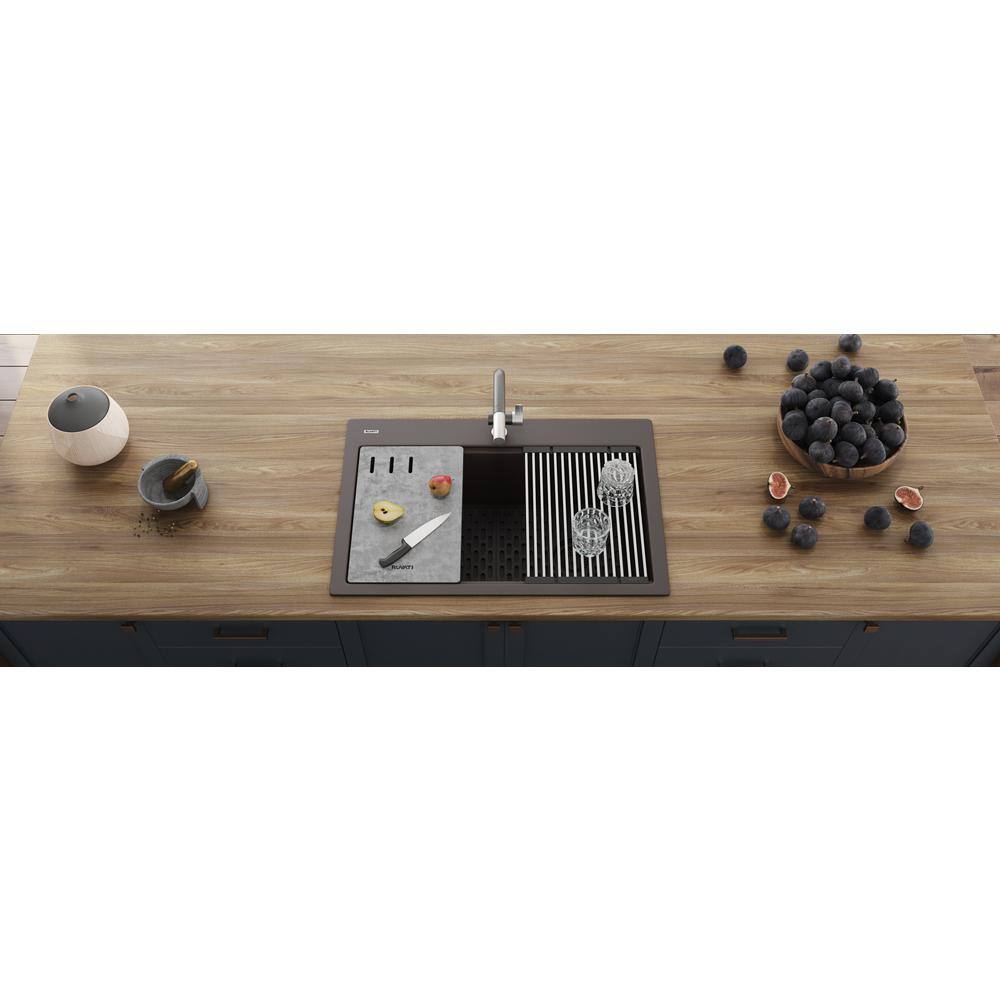 Espresso Granite Composite Drop-in Workstation Kitchen Sink