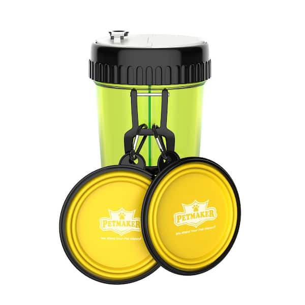 Petmaker 3 in 1 Travel Pet Feeding Containers in Green Yellow