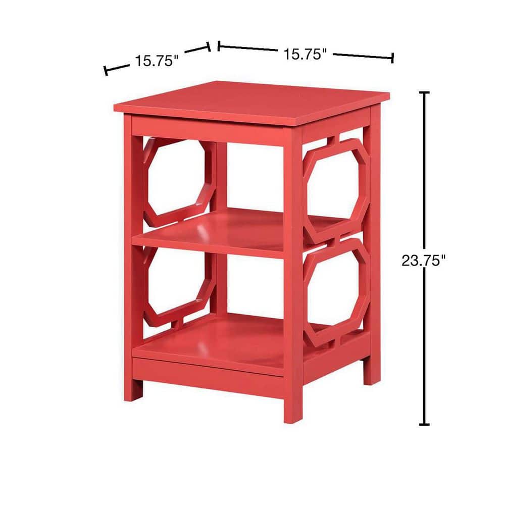 Coral Contemporary Omega End Table with Geometric Cut-Outs
