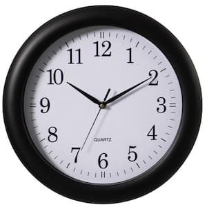 Decorative Classic Black Round Wall Clock For Living Room, Kitchen, Dining Room, Plastic