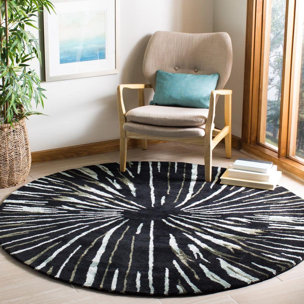 Soho 6 ft. x 6 ft. Round Black/Multi Sunburst Area Rug price history on PriceWatchPro