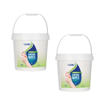 Clenz 800-Count Light Lemon Scented Antibacterial Sanitizing Wipes with Refillable Bucket (2-Pack)