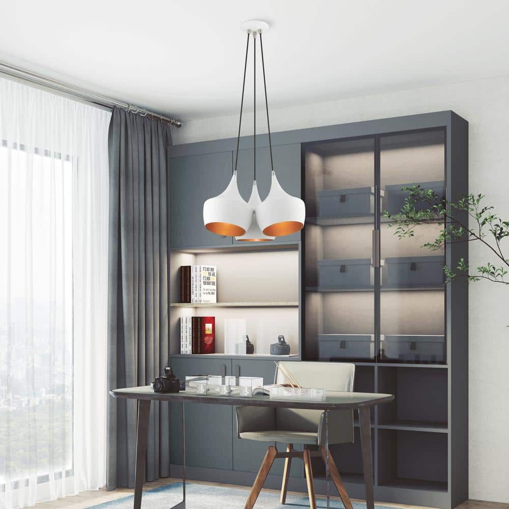 Waldorf White and Gold Steel Teardrop Cluster Pendant Light