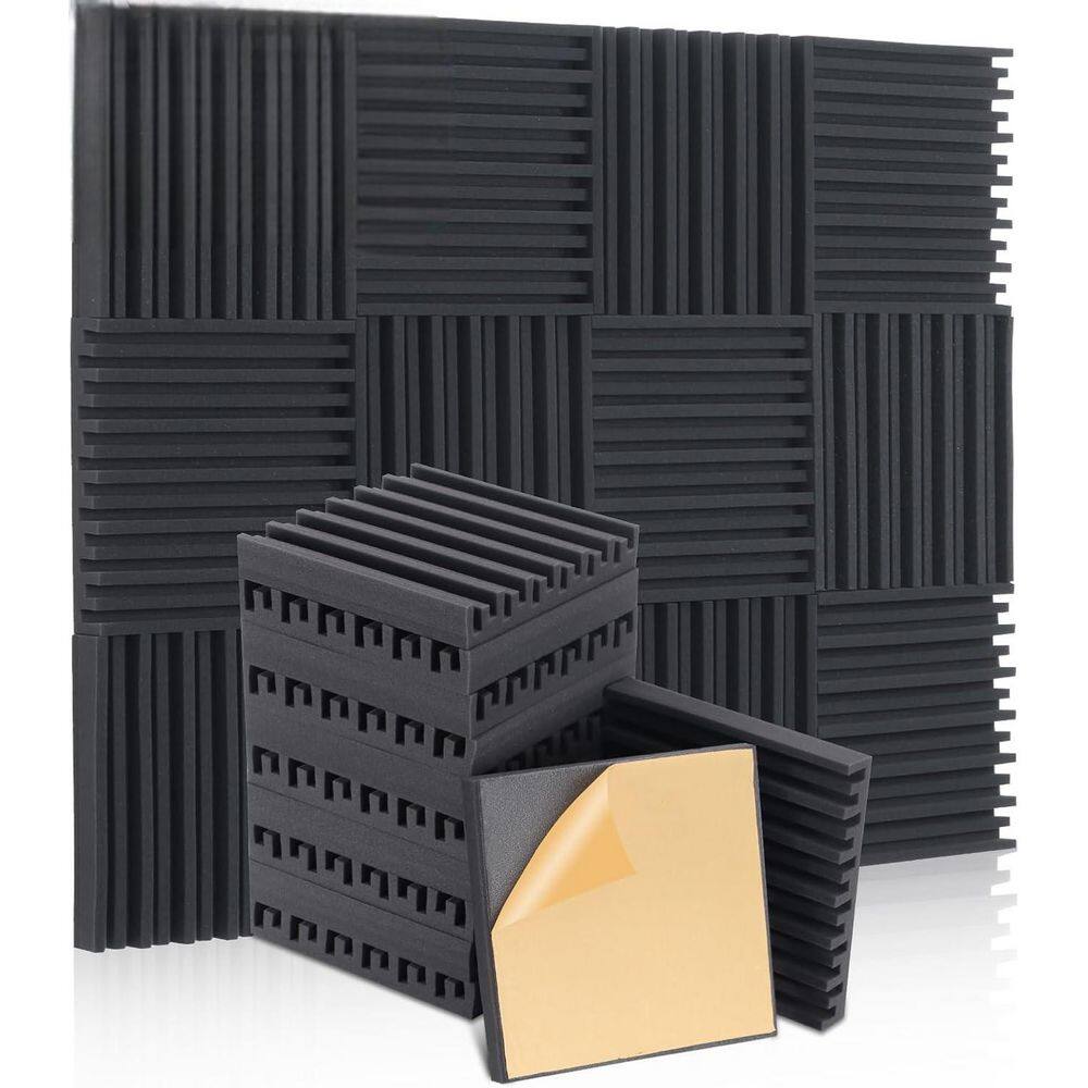 24-Pack Self-Adhesive Acoustic Foam Panels, 12x12x2 Inches, Black, High Density Soundproofing price history on PriceWatchPro