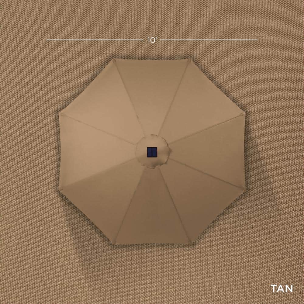 Tan Solar LED Lighted Patio Umbrella with Tilt Adjustment