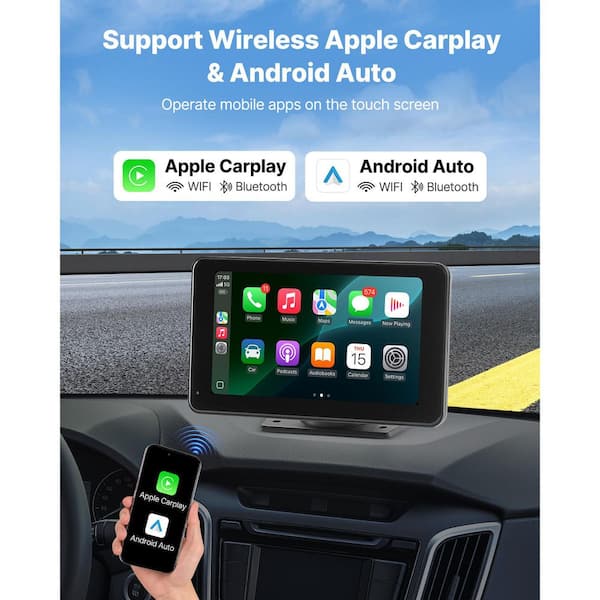 SVOPES Wireless Car Stereo, 7-in. HD Portable Screen Compatible