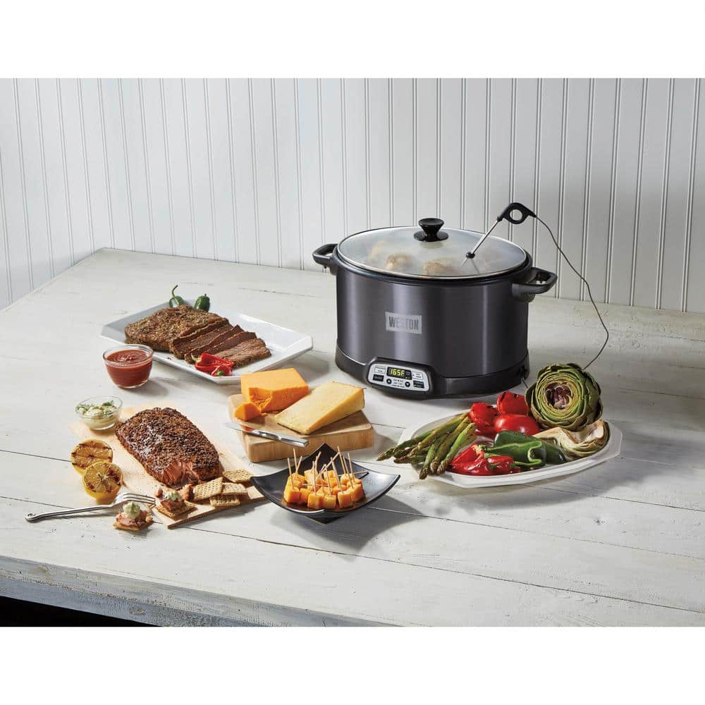 Weston Black Digital Display 6 Quart Indoor Smoker and Slow Cooker