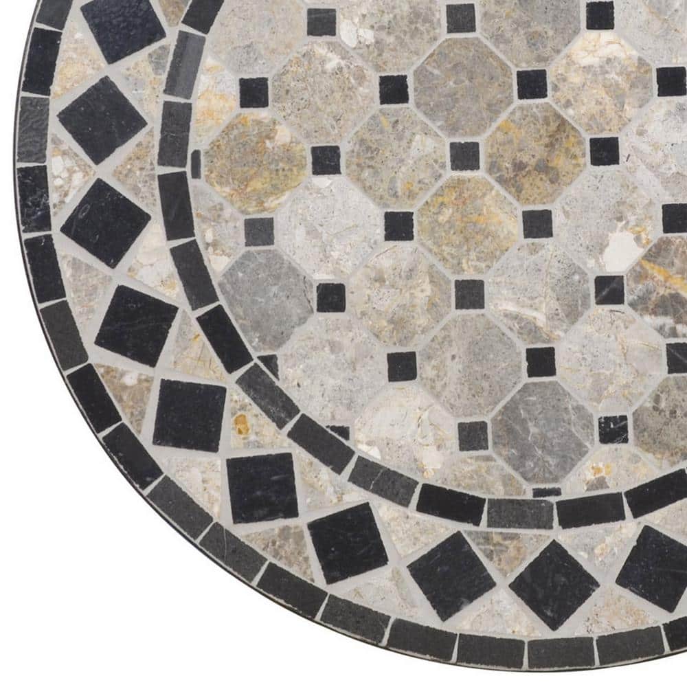 Laguna Black Metal Outdoor Bistro Table with Marble Tile Top