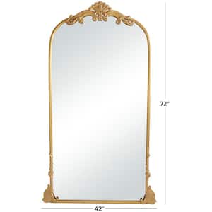72 in. x 42 in. Tall Ornate Arched Acanthus Oval Framed Gold Scroll Wall Mirror