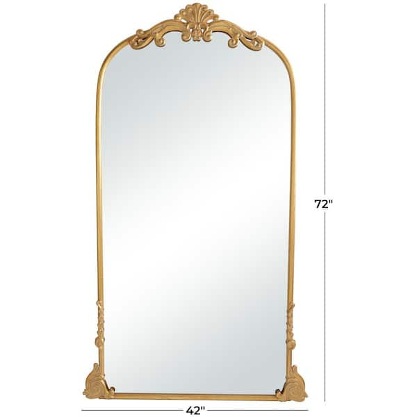 72 in. x 42 in. Tall Ornate Arched Acanthus Oval Framed Gold Scroll Wall Mirror