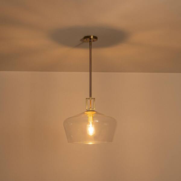 ZYZWMB Tallivor 18 in. 1-Light Brass Pendant Light with Clear