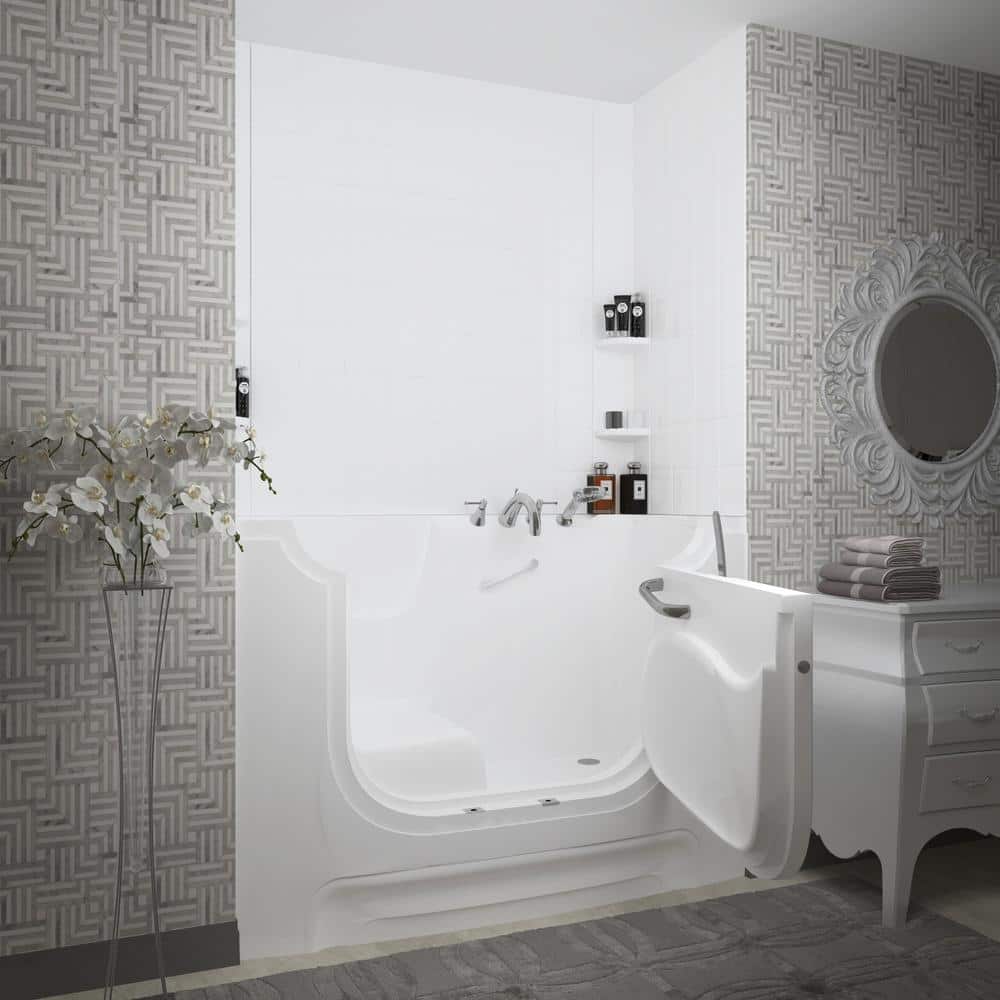 HandiTub 60'' x 30'' White Fiberglass Walk-In Bathtub with Faucet