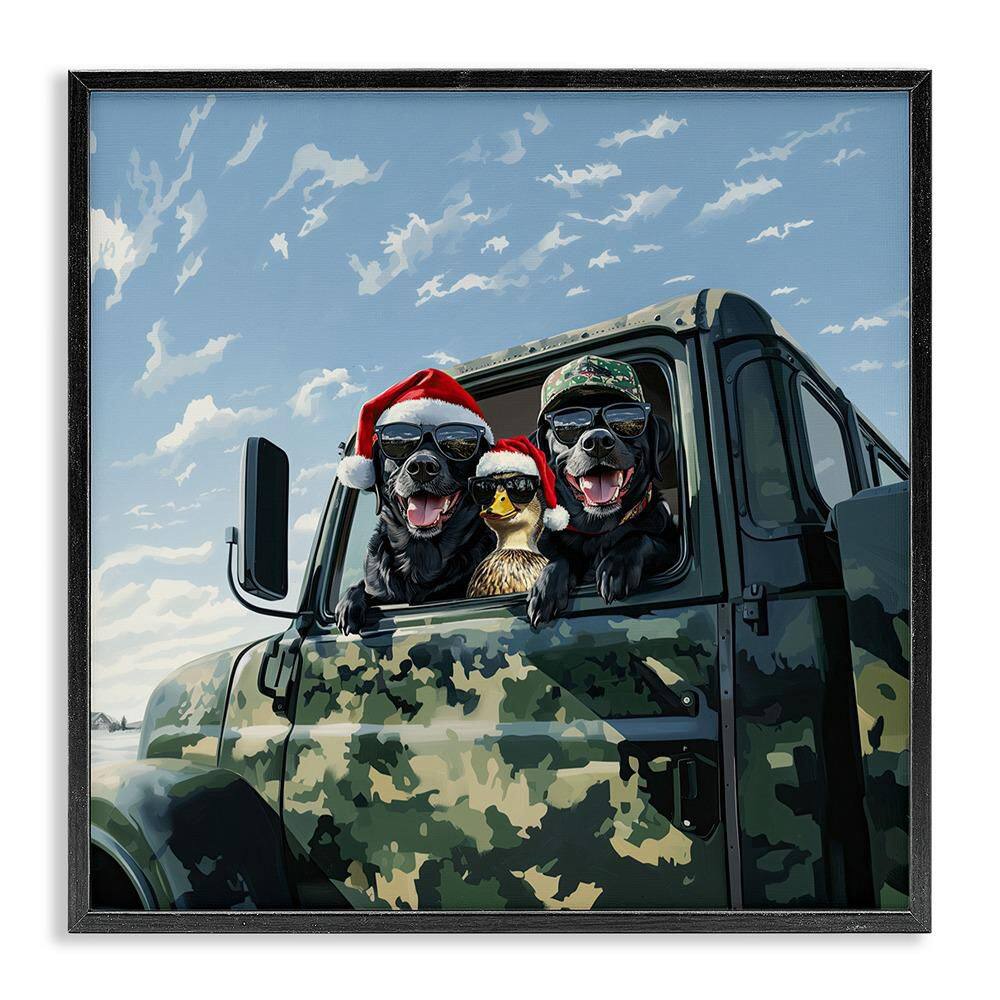 Santa Dogs & Duck by Jim Baldwin 1 Piece Black Framed Giclee Religious Art Print 12 in. x 12 in. price history on PriceWatchPro