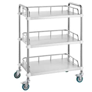 Utility Cart，Lab Rolling Cart, Kitchen Cart Rolling Cart, Lab Serving Cart with Swivel Casters, Sliver