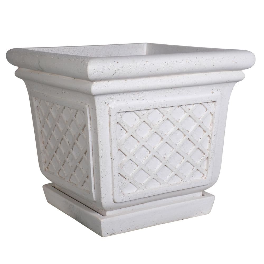 Light Aged White Stone Square Lattice Planter (24.25 in. L x 24.25 in. W x 21.25 in. H) price history on PriceWatchPro