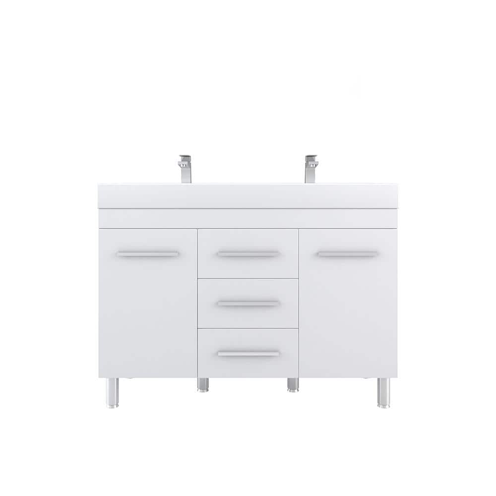 Ripley 48 in. W x 19 in. D x 36 in. H Vanity in White with Acrylic Vanity T