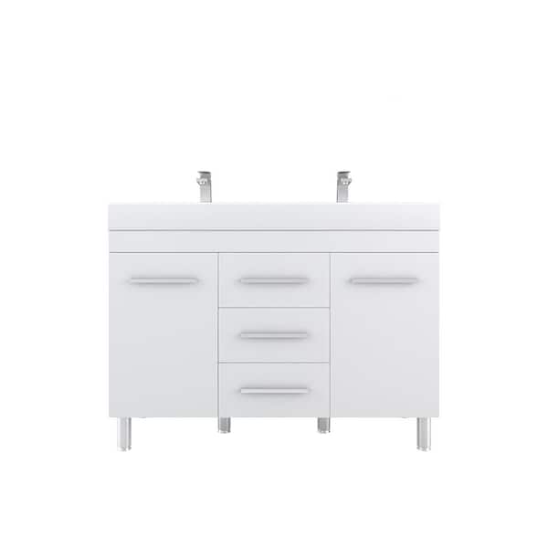 null Ripley 48 in. W x 19 in. D x 36 in. H Vanity in White with Acrylic Vanity Top in White with White Basin