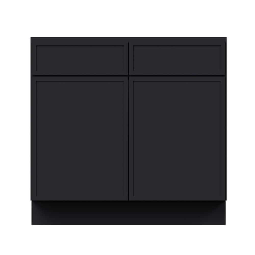 36 in. W x 24 in. D x 34.5 in. H RTA Solid Wood Frame Shaker Kitchen Cabinet in Ebony Black price history on PriceWatchPro