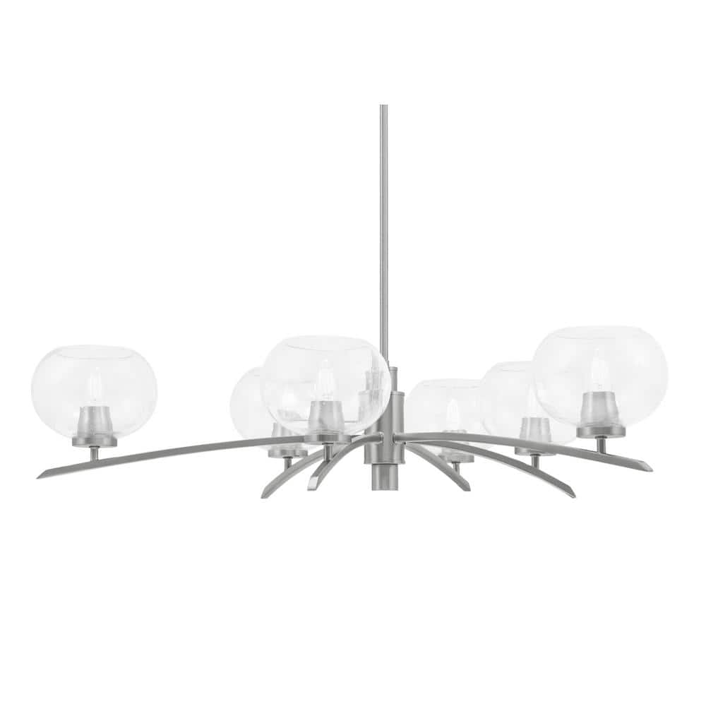 Siena 32.5 in. 6-Light Graphite Chandelier with 7 in. Clear Bubble Glass Sh
